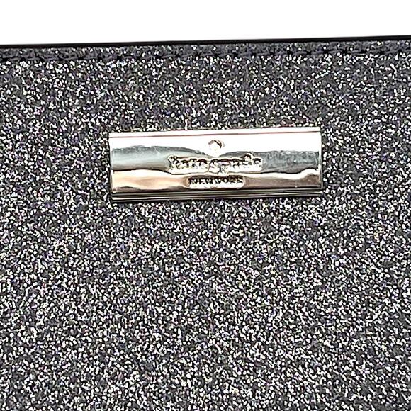 🎁 Kate Spade Glitter Lilly Pochette Silver Candied Flower Glitter NWT $249 - Picture 2 of 8